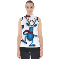 Reindeer Dancing Blue Christmas Shell Top