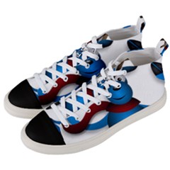 Reindeer Dancing Blue Christmas Men s Mid-top Canvas Sneakers