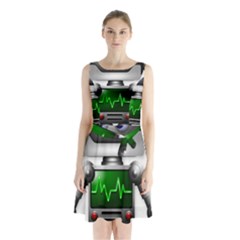 Robot Sleeveless Waist Tie Chiffon Dress by Simbadda