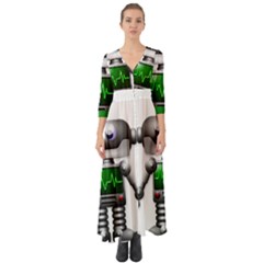 Robot Button Up Boho Maxi Dress by Simbadda