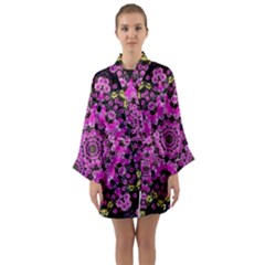 Namaste Decorative Flower Pattern Of Floral Long Sleeve Kimono Robe by pepitasart