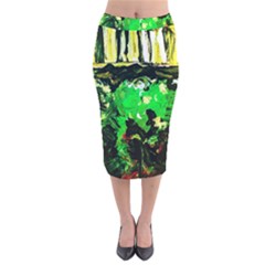 Old Tree And House With An Arch 6 Velvet Midi Pencil Skirt by bestdesignintheworld