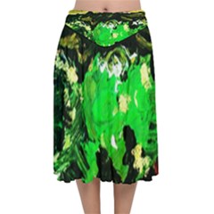 Old Tree And House With An Arch 6 Velvet Flared Midi Skirt by bestdesignintheworld