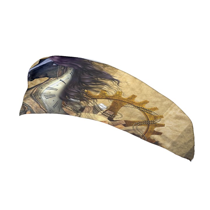 Awesome Steampunk Horse, Clocks And Gears In Golden Colors Stretchable Headband