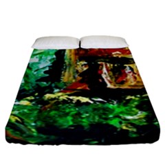 Old Tree And House With An Arch 5 Fitted Sheet (king Size) by bestdesignintheworld