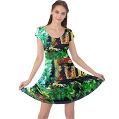 Old Tree And House With An Arch 5 Cap Sleeve Dress by bestdesignintheworld