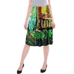 Old Tree And House With An Arch 5 Midi Beach Skirt by bestdesignintheworld