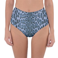 Blue Leopard Print Reversible High-waist Bikini Bottoms