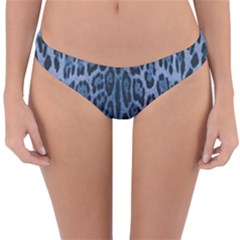 Blue Leopard Print Reversible Hipster Bikini Bottoms by CasaDiModa