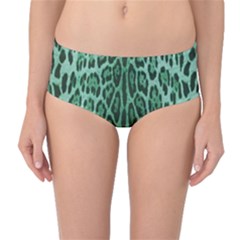 Green Leopard Print Mid-waist Bikini Bottoms