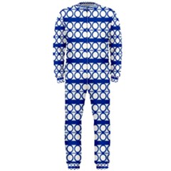 Circles Lines Blue White Pattern  Onepiece Jumpsuit (men)  by BrightVibesDesign