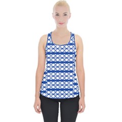 Circles Lines Blue White Pattern  Piece Up Tank Top by BrightVibesDesign