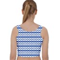 Circles Lines Blue White Pattern  Velvet Racer Back Crop Top View2