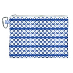 Circles Lines Blue White Pattern  Canvas Cosmetic Bag (xl) by BrightVibesDesign