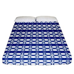 Circles Lines Blue White Pattern  Fitted Sheet (california King Size) by BrightVibesDesign