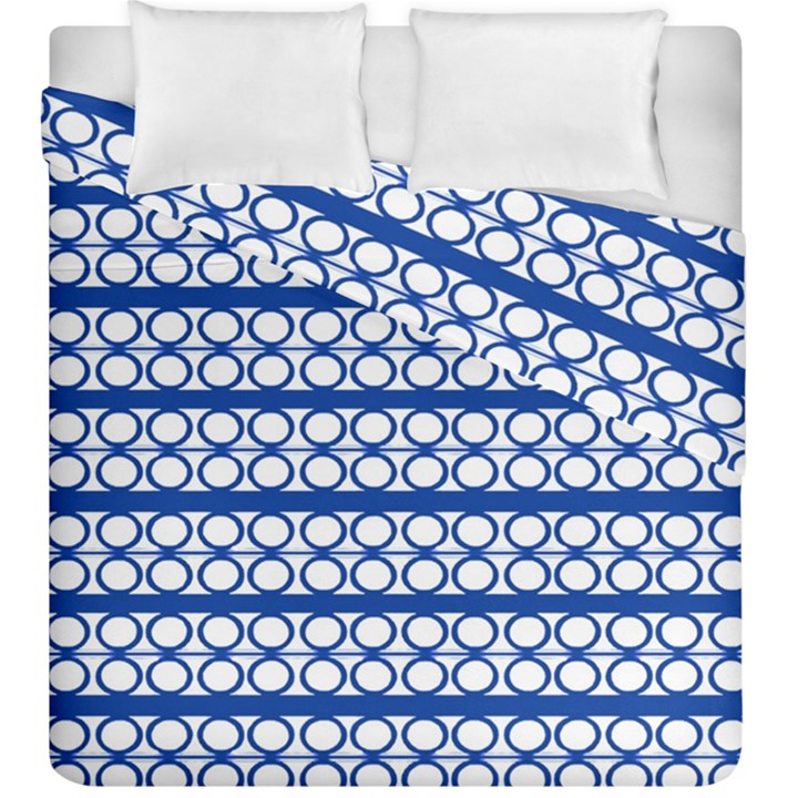 Circles Lines Blue White Pattern  Duvet Cover Double Side (King Size)