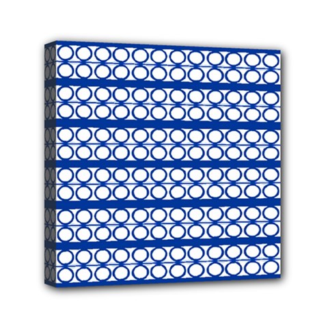 Circles Lines Blue White Pattern  Mini Canvas 6  X 6  by BrightVibesDesign