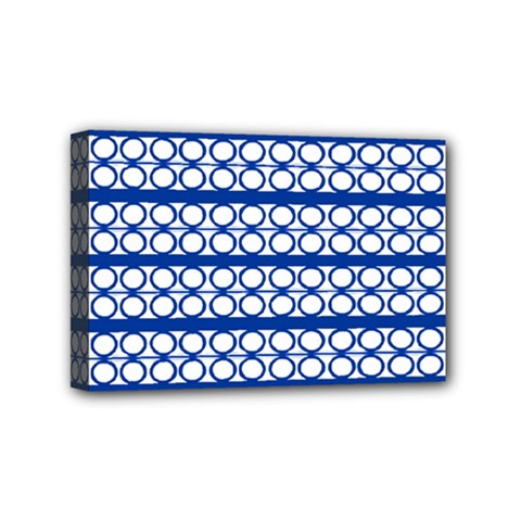 Circles Lines Blue White Pattern  Mini Canvas 6  X 4  by BrightVibesDesign