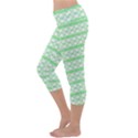 Circles Lines Green White Pattern Capri Yoga Leggings View2