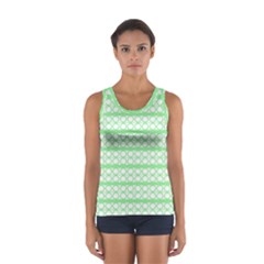 Circles Lines Green White Pattern Sport Tank Top  by BrightVibesDesign