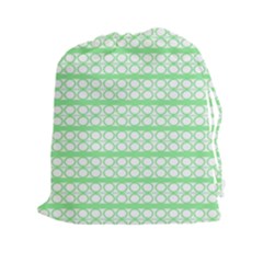 Circles Lines Green White Pattern Drawstring Pouches (xxl)