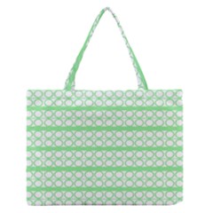 Circles Lines Green White Pattern Zipper Medium Tote Bag by BrightVibesDesign