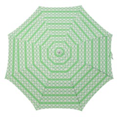 Circles Lines Green White Pattern Straight Umbrellas by BrightVibesDesign