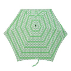 Circles Lines Green White Pattern Mini Folding Umbrellas by BrightVibesDesign