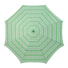 Circles Lines Green White Pattern Golf Umbrellas by BrightVibesDesign