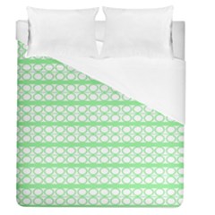 Circles Lines Green White Pattern Duvet Cover (queen Size) by BrightVibesDesign