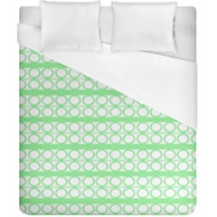 Circles Lines Green White Pattern Duvet Cover (california King Size) by BrightVibesDesign