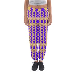 Purple Yellow Wavey Lines Women s Jogger Sweatpants by BrightVibesDesign