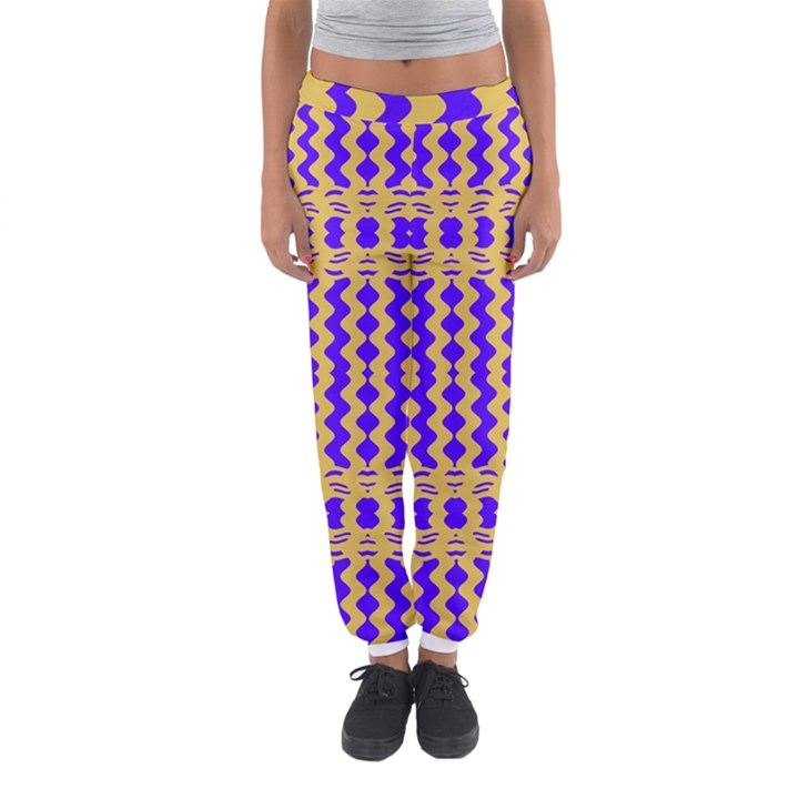 Purple Yellow Wavey Lines Women s Jogger Sweatpants