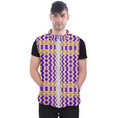 Purple Yellow Wavey Lines Men s Puffer Vest by BrightVibesDesign