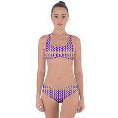 Purple Yellow Wavey Lines Criss Cross Bikini Set