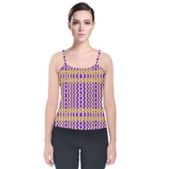 Purple Yellow Wavey Lines Velvet Spaghetti Strap Top