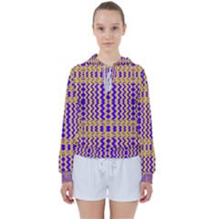 Purple Yellow Wavey Lines Women s Tie Up Sweat