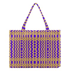 Purple Yellow Wavey Lines Medium Tote Bag by BrightVibesDesign