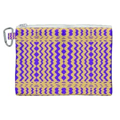 Purple Yellow Wavey Lines Canvas Cosmetic Bag (xl) by BrightVibesDesign