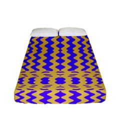 Purple Yellow Wavey Lines Fitted Sheet (full/ Double Size) by BrightVibesDesign