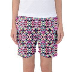 Multicolored Abstract Geometric Pattern Women s Basketball Shorts by dflcprints