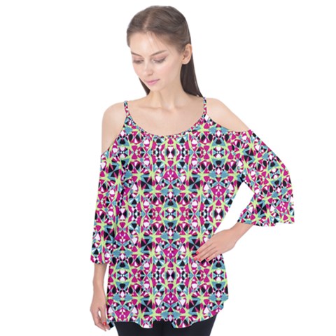 Multicolored Abstract Geometric Pattern Flutter Tees by dflcprints