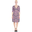 Multicolored Abstract Geometric Pattern Wrap Up Cocktail Dress View1