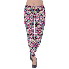 Multicolored Abstract Geometric Pattern Velvet Leggings by dflcprints