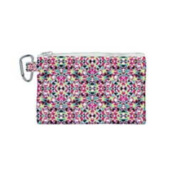 Multicolored Abstract Geometric Pattern Canvas Cosmetic Bag (small) by dflcprints