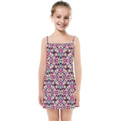 Multicolored Abstract Geometric Pattern Kids Summer Sun Dress by dflcprints