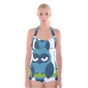 Owl Comic Animal Boyleg Halter Swimsuit  View1