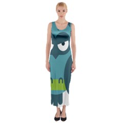 Owl Comic Animal Fitted Maxi Dress by Simbadda