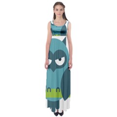 Owl Comic Animal Empire Waist Maxi Dress by Simbadda