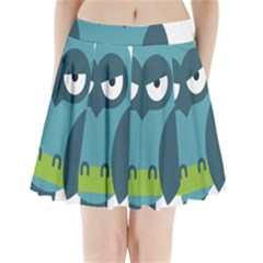 Owl Comic Animal Pleated Mini Skirt by Simbadda